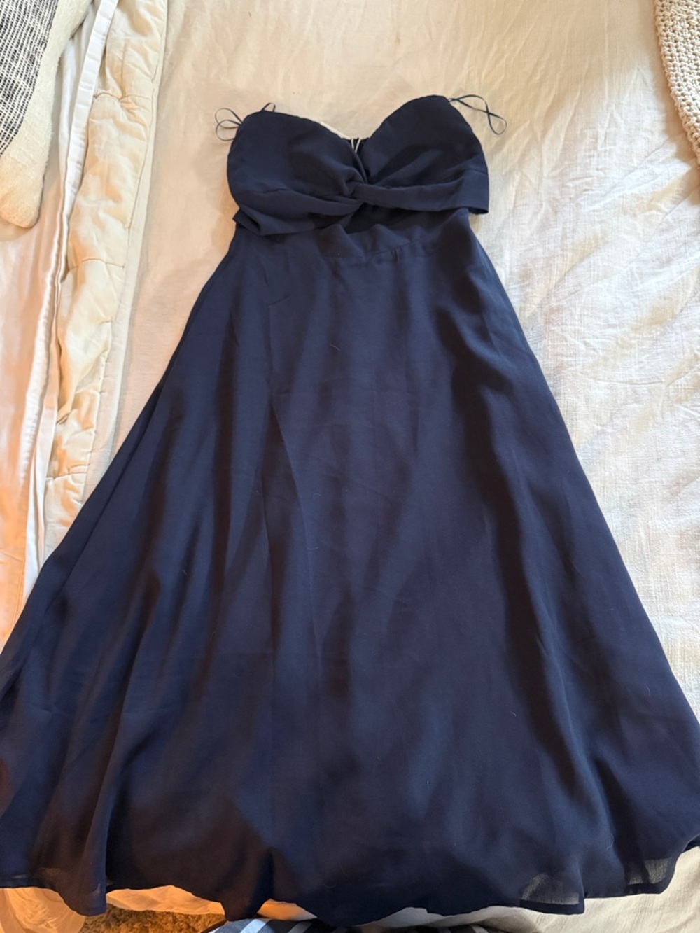 Vici Navy Strapless Twist-Front A-Line Dress